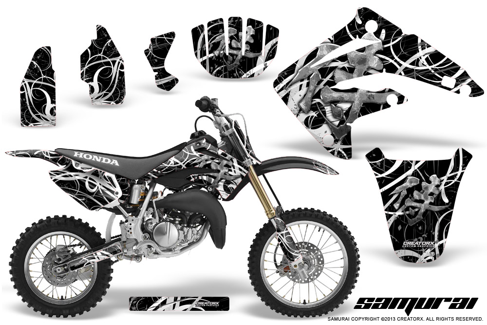 Honda CR85 03-07 Graphics Kit Samurai White Black NP